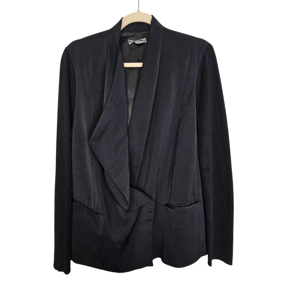 Vince Womens Drapey Mixed Media Sweater Blazer Sz 10 Designer Minimlist Classic